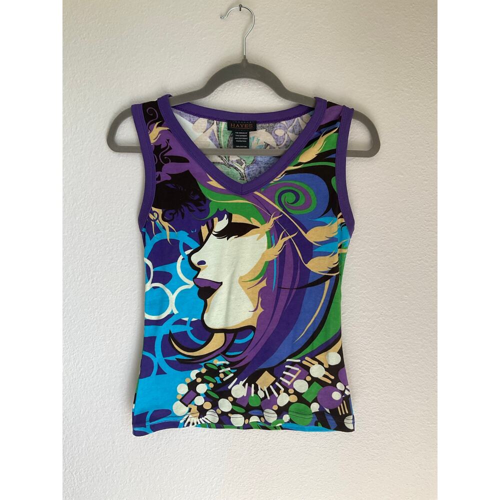 NWT Hayes Graphic Art Sleeveless V-neck Top | Spanish Knitwear | Size Small
